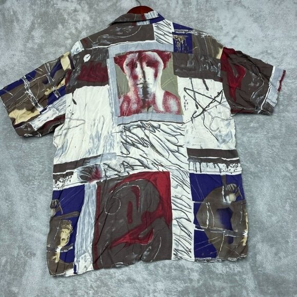 Vintage Natural Issue By Felini Mens Rayon Shirt Abstract Print L a1509 - Picture 4 of 5